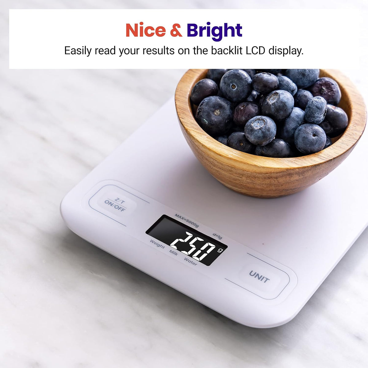 Food Kitchen Scale, Digital Grams and Ounces, 11lb