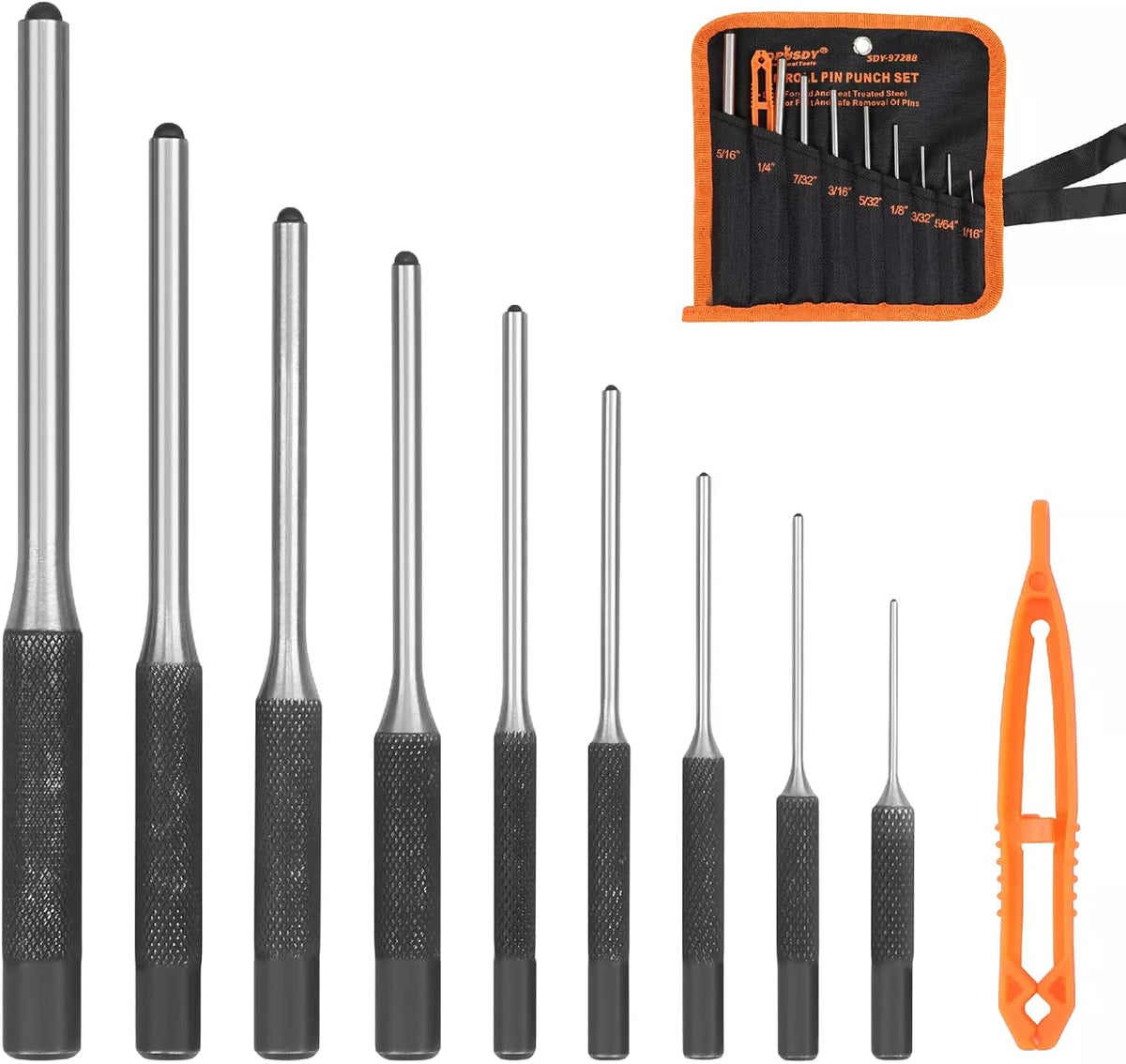 9 Pieces Roll Pin Punch Set, Removing Repair Tool with Holder for Automotive, Watch Repair, Jewelry and Craft