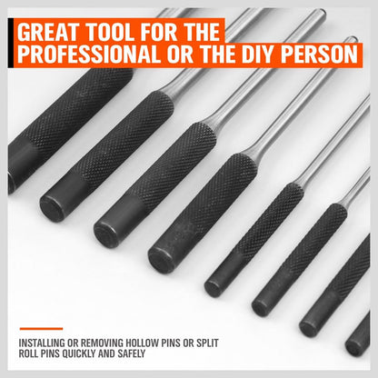 9 Pieces Roll Pin Punch Set, Removing Repair Tool with Holder for Automotive, Watch Repair, Jewelry and Craft