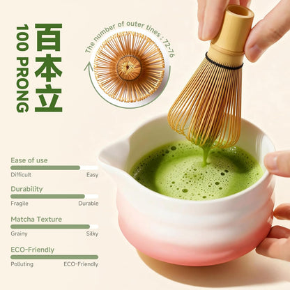Gifts for Women, Pink Matcha Set for Tea Lovers with Bowl and Caddy