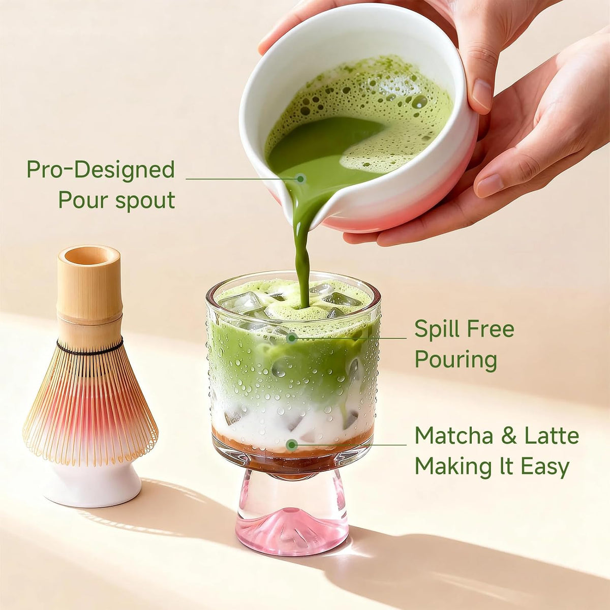 Gifts for Women, Pink Matcha Set for Tea Lovers with Bowl and Caddy