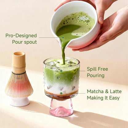 Gifts for Women, Pink Matcha Set for Tea Lovers with Bowl and Caddy