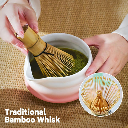 Gifts for Women, Pink Matcha Set for Tea Lovers with Bowl and Caddy