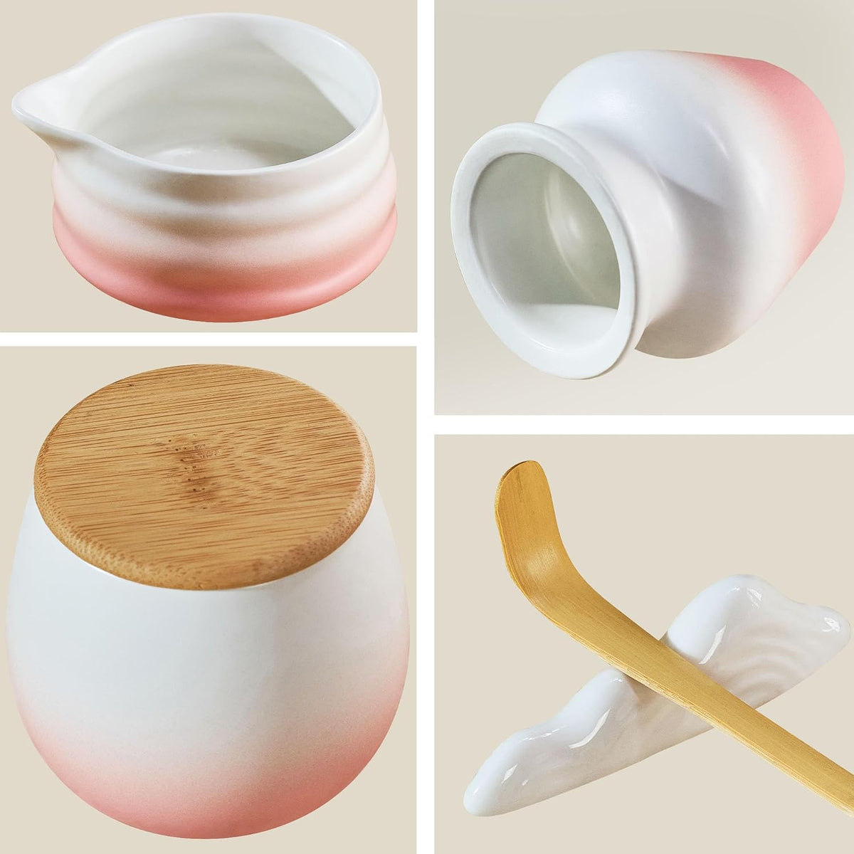 Gifts for Women, Pink Matcha Set for Tea Lovers with Bowl and Caddy