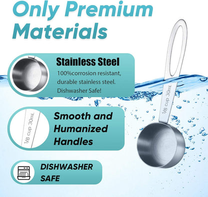 4 Pcs Coffee Scoop 2 Tablespoon Stainless Steel Coffee Measuring Scoops, Including 2 Short Handled 2 Long Handle for Tea, Sugar and Milk, 30 Ml,1/8 Cup