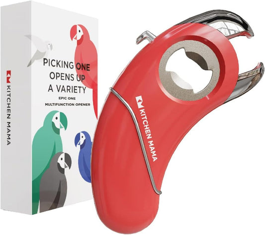 Epic One Multifunction Opener, Red | Magnetic Bottle Opener, Beer Soda Opener, Effortless Jar Lid Opener, For Seniors and Elderly with Weak Hands and Arthritis
