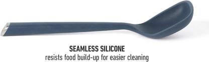 Edge Silicone Slotted Turner, Flexible Silicone Slotted Spatula with Reinforced Core, Heat-Resistant Nonstick-Safe Turner for Draining, Navy