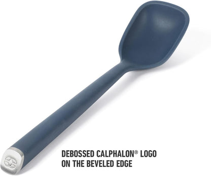 Edge Silicone Slotted Turner, Flexible Silicone Slotted Spatula with Reinforced Core, Heat-Resistant Nonstick-Safe Turner for Draining, Navy
