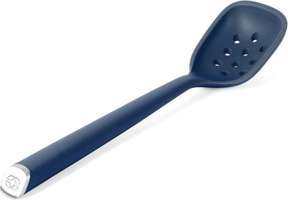 Edge Silicone Slotted Turner, Flexible Silicone Slotted Spatula with Reinforced Core, Heat-Resistant Nonstick-Safe Turner for Draining, Navy