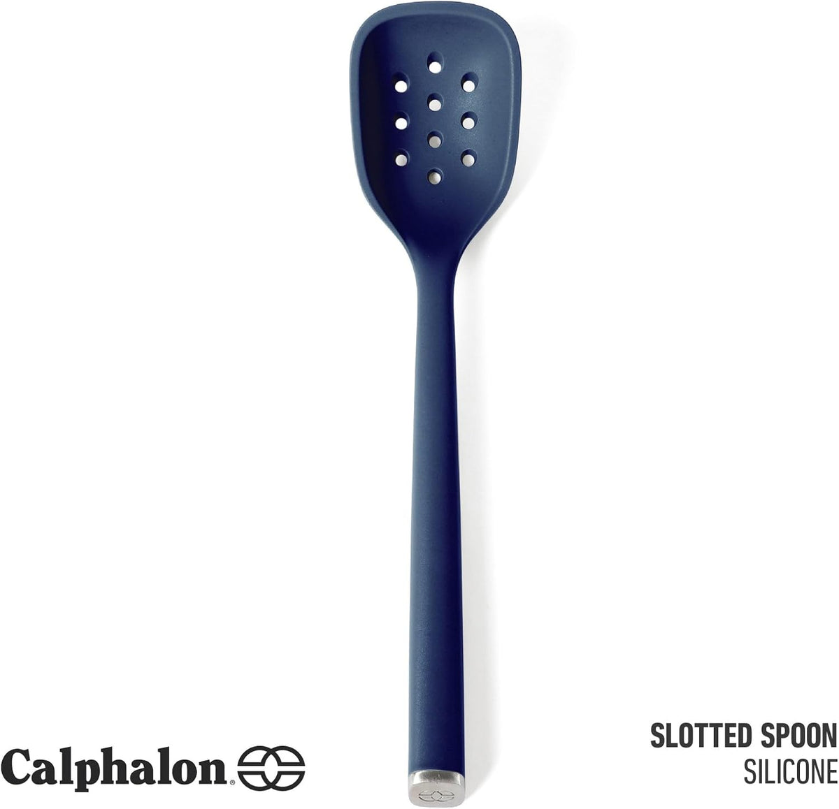 Edge Silicone Slotted Turner, Flexible Silicone Slotted Spatula with Reinforced Core, Heat-Resistant Nonstick-Safe Turner for Draining, Navy