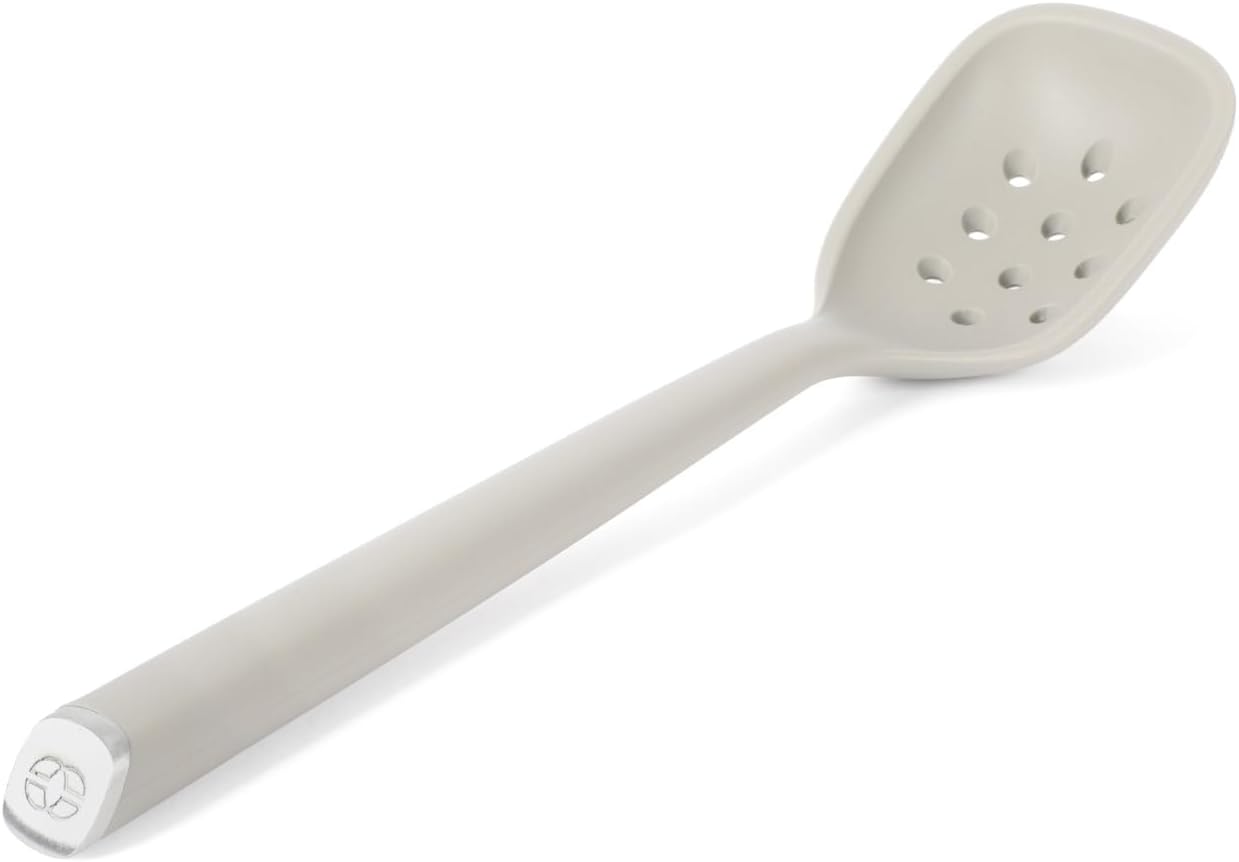 Edge Silicone Slotted Turner, Flexible Silicone Slotted Spatula with Reinforced Core, Heat-Resistant Nonstick-Safe Turner for Draining, Navy