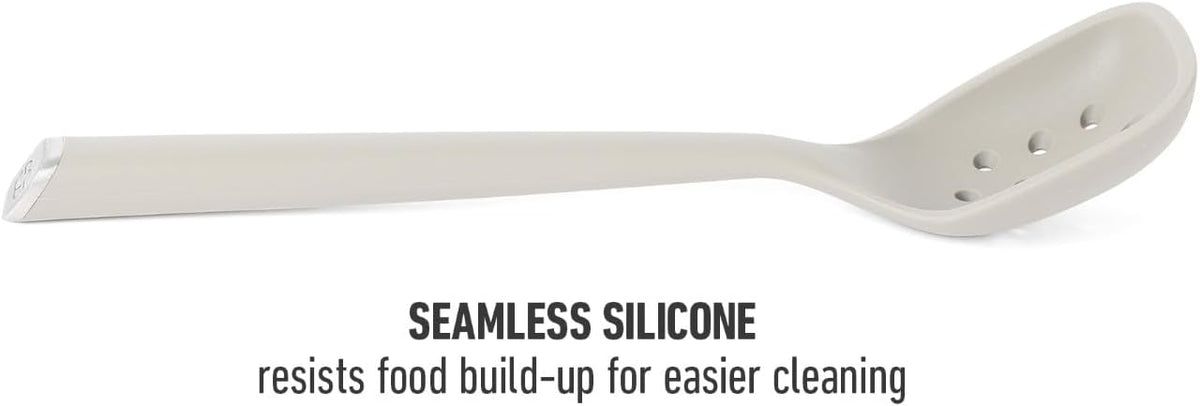 Edge Silicone Slotted Turner, Flexible Silicone Slotted Spatula with Reinforced Core, Heat-Resistant Nonstick-Safe Turner for Draining, Navy