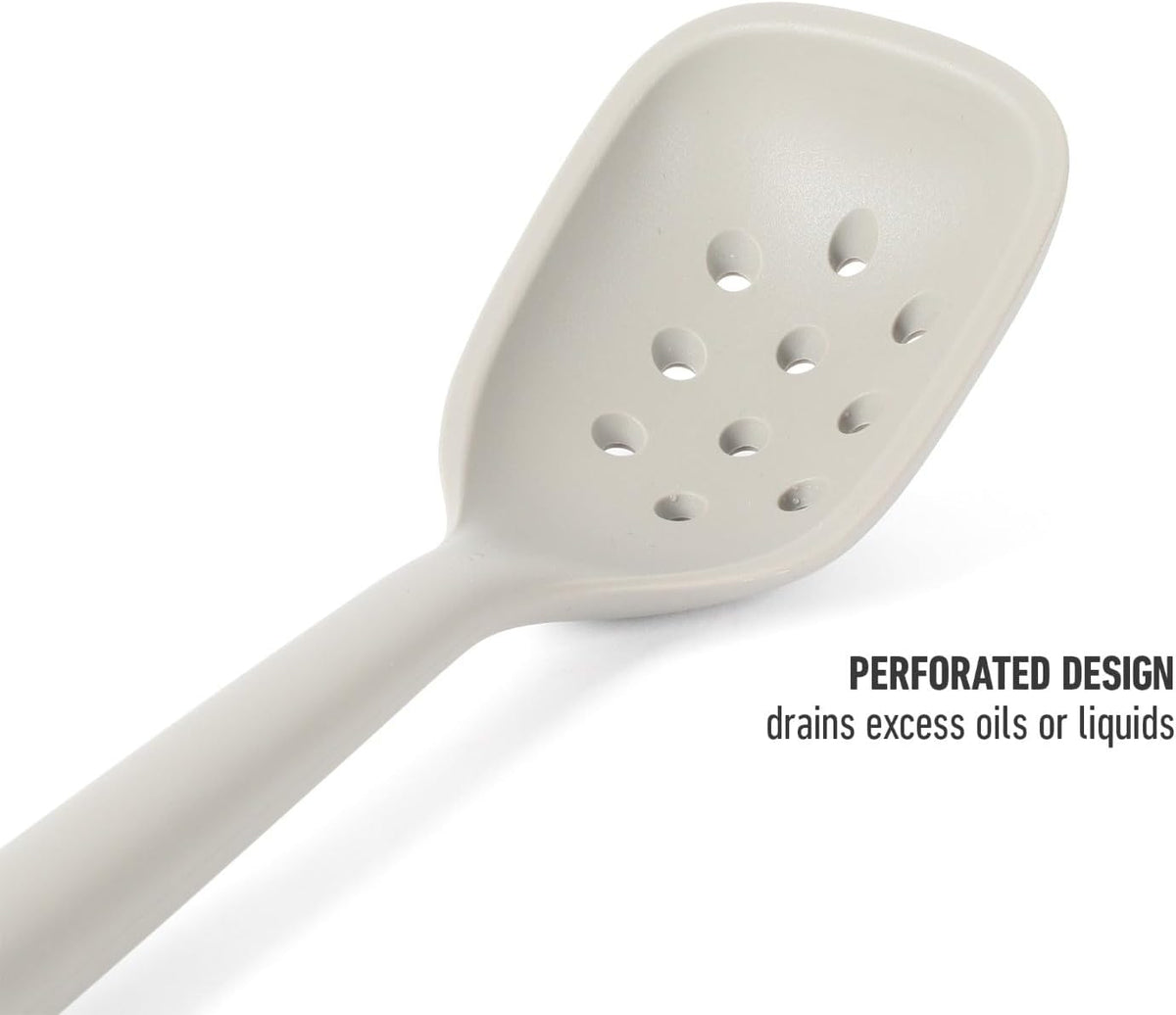 Edge Silicone Slotted Turner, Flexible Silicone Slotted Spatula with Reinforced Core, Heat-Resistant Nonstick-Safe Turner for Draining, Navy