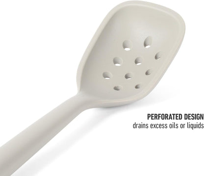 Edge Silicone Slotted Turner, Flexible Silicone Slotted Spatula with Reinforced Core, Heat-Resistant Nonstick-Safe Turner for Draining, Navy