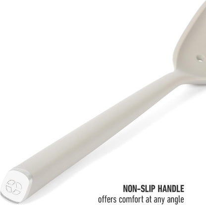 Edge Silicone Slotted Turner, Flexible Silicone Slotted Spatula with Reinforced Core, Heat-Resistant Nonstick-Safe Turner for Draining, Navy