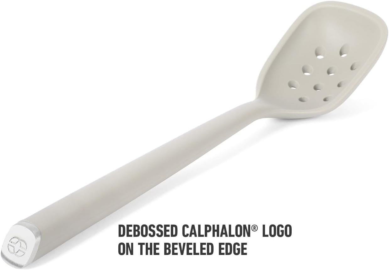 Edge Silicone Slotted Turner, Flexible Silicone Slotted Spatula with Reinforced Core, Heat-Resistant Nonstick-Safe Turner for Draining, Navy