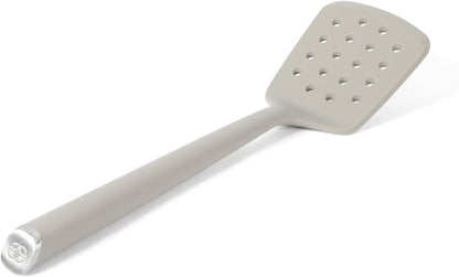 Edge Silicone Slotted Turner, Flexible Silicone Slotted Spatula with Reinforced Core, Heat-Resistant Nonstick-Safe Turner for Draining, Navy