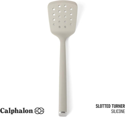 Edge Silicone Slotted Turner, Flexible Silicone Slotted Spatula with Reinforced Core, Heat-Resistant Nonstick-Safe Turner for Draining, Navy
