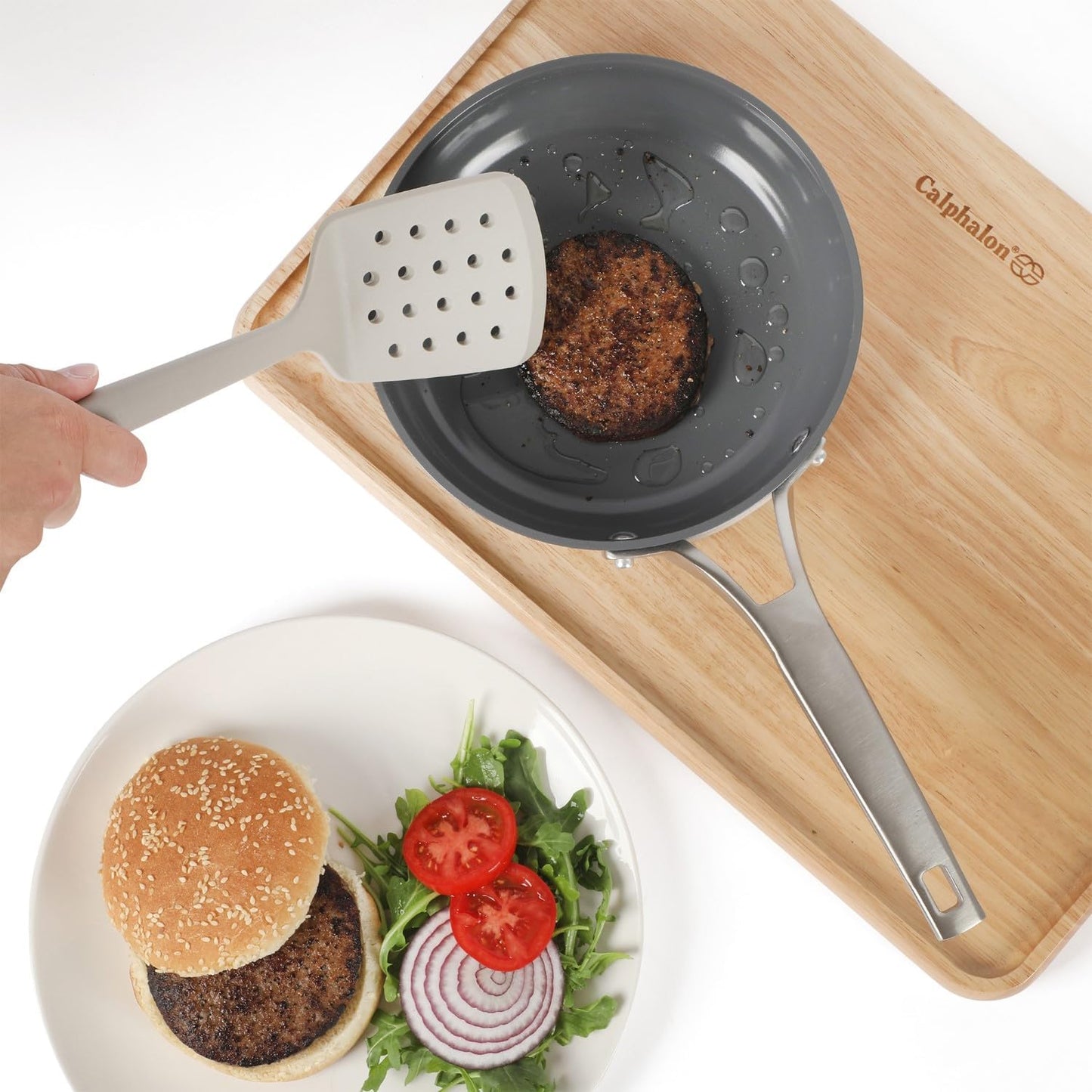 Edge Silicone Slotted Turner, Flexible Silicone Slotted Spatula with Reinforced Core, Heat-Resistant Nonstick-Safe Turner for Draining, Navy