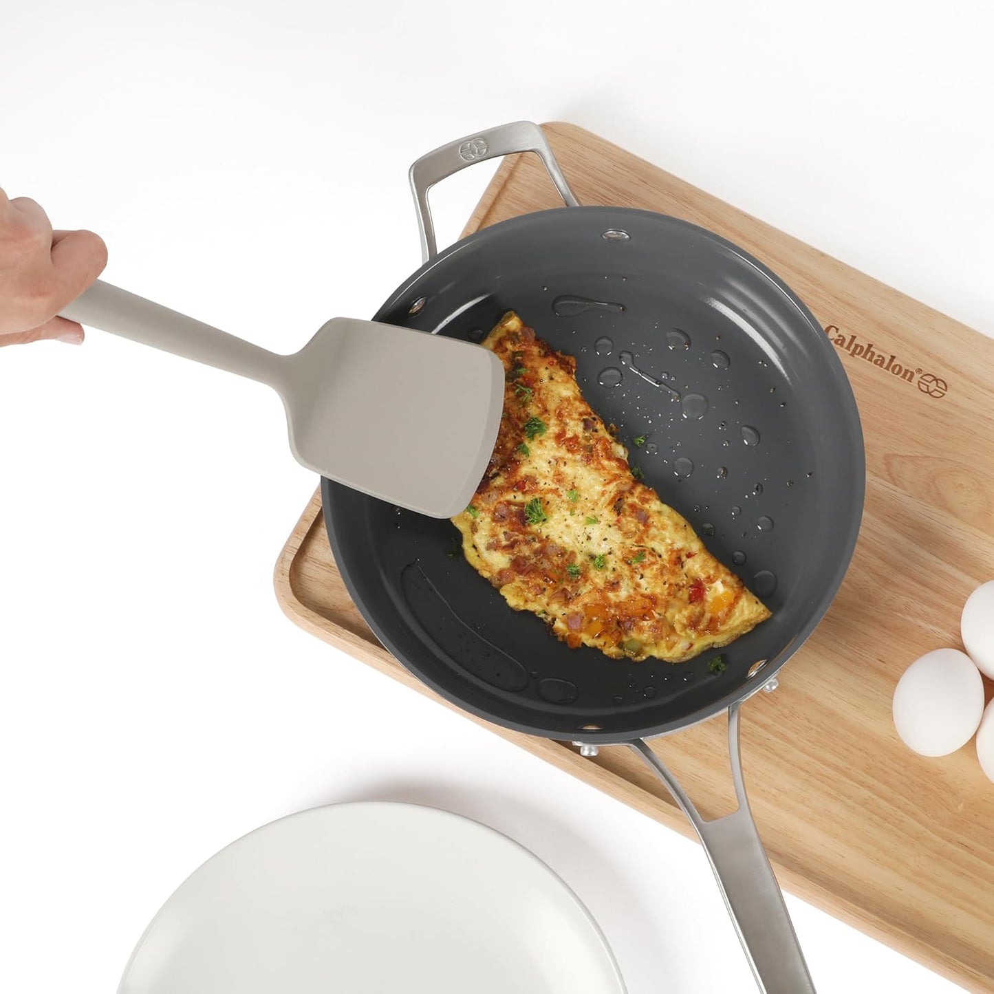 Edge Silicone Slotted Turner, Flexible Silicone Slotted Spatula with Reinforced Core, Heat-Resistant Nonstick-Safe Turner for Draining, Navy