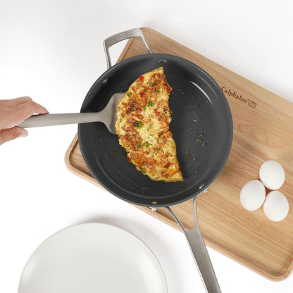 Edge Silicone Slotted Turner, Flexible Silicone Slotted Spatula with Reinforced Core, Heat-Resistant Nonstick-Safe Turner for Draining, Navy