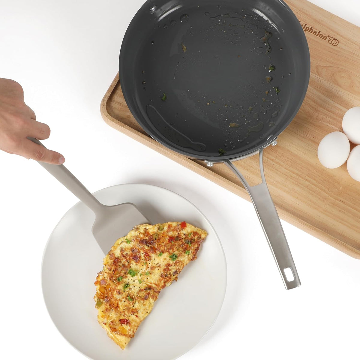 Edge Silicone Slotted Turner, Flexible Silicone Slotted Spatula with Reinforced Core, Heat-Resistant Nonstick-Safe Turner for Draining, Navy