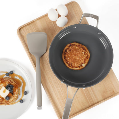 Edge Silicone Slotted Turner, Flexible Silicone Slotted Spatula with Reinforced Core, Heat-Resistant Nonstick-Safe Turner for Draining, Navy