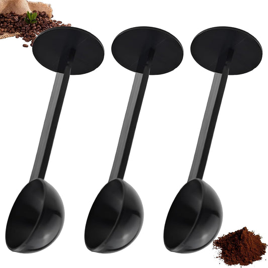 3 PACK 2-In-1 Black Espresso Coffee Bean Spoon, Tamping Scoop Tamper Tea Tool