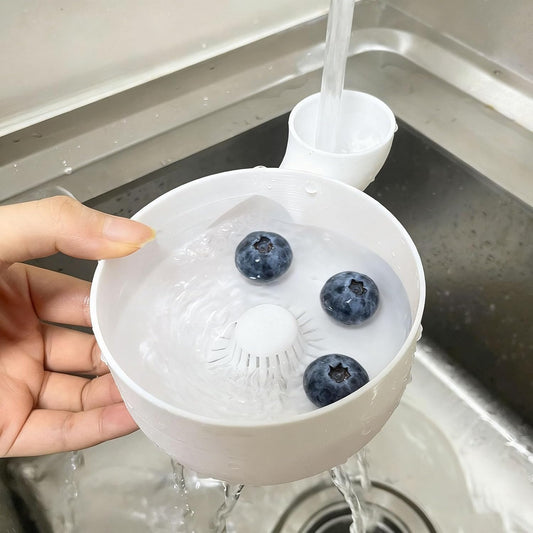 Smart Fruit & Veggie Washer, Automatic Vegetable and Fruit Washer, Printing Automatic Fruit Cleaner Spinner, Vortex Spin Produce Cleaner for Berries, Leaves, Grapes (Green, 5.5in)