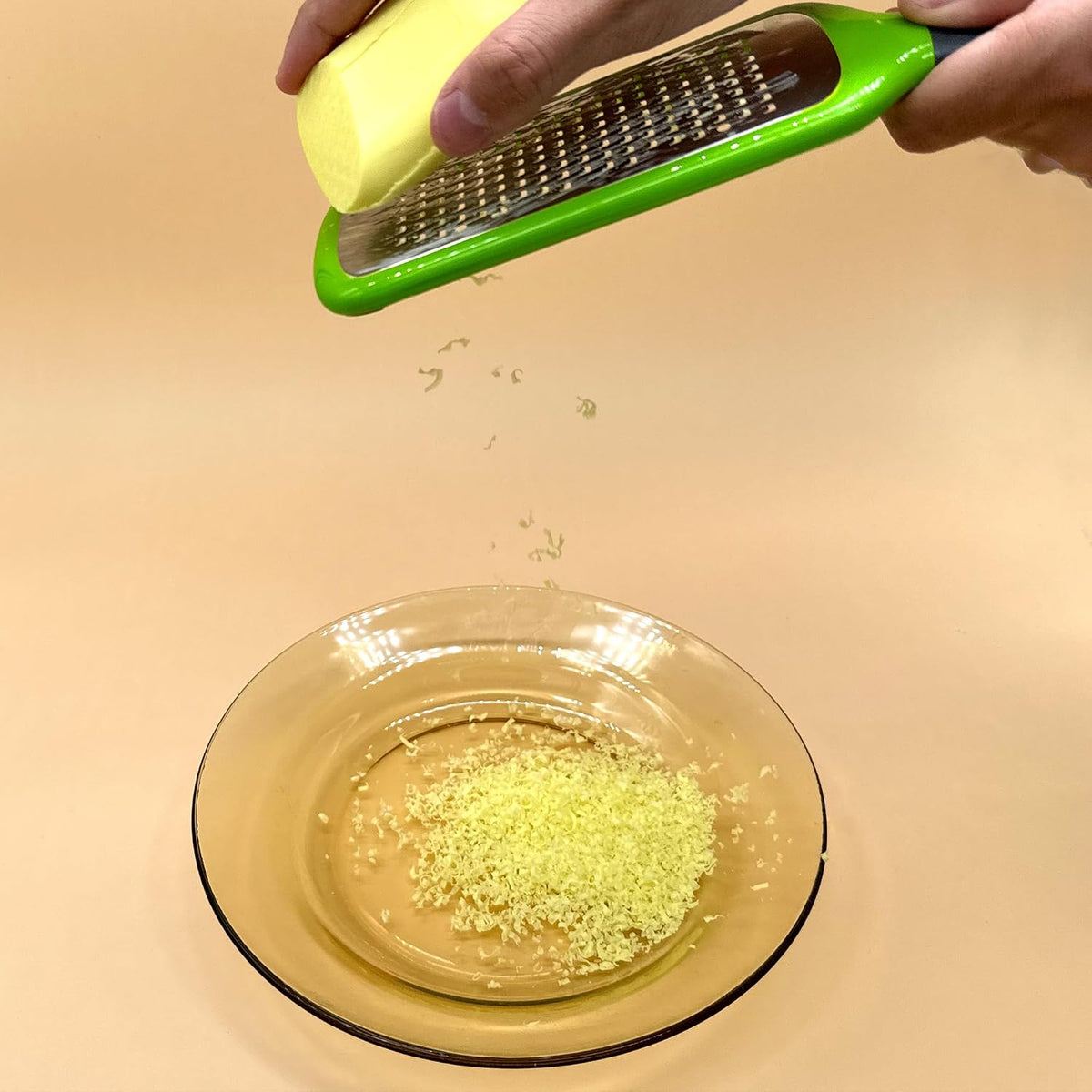 11-inch Handheld Cheese Grater - Coarse Stainless Steel Shredder for Parmesan/Cheddar, Non-Slip Silicone Handle with Storage Container (Dishwasher Safe) - Green