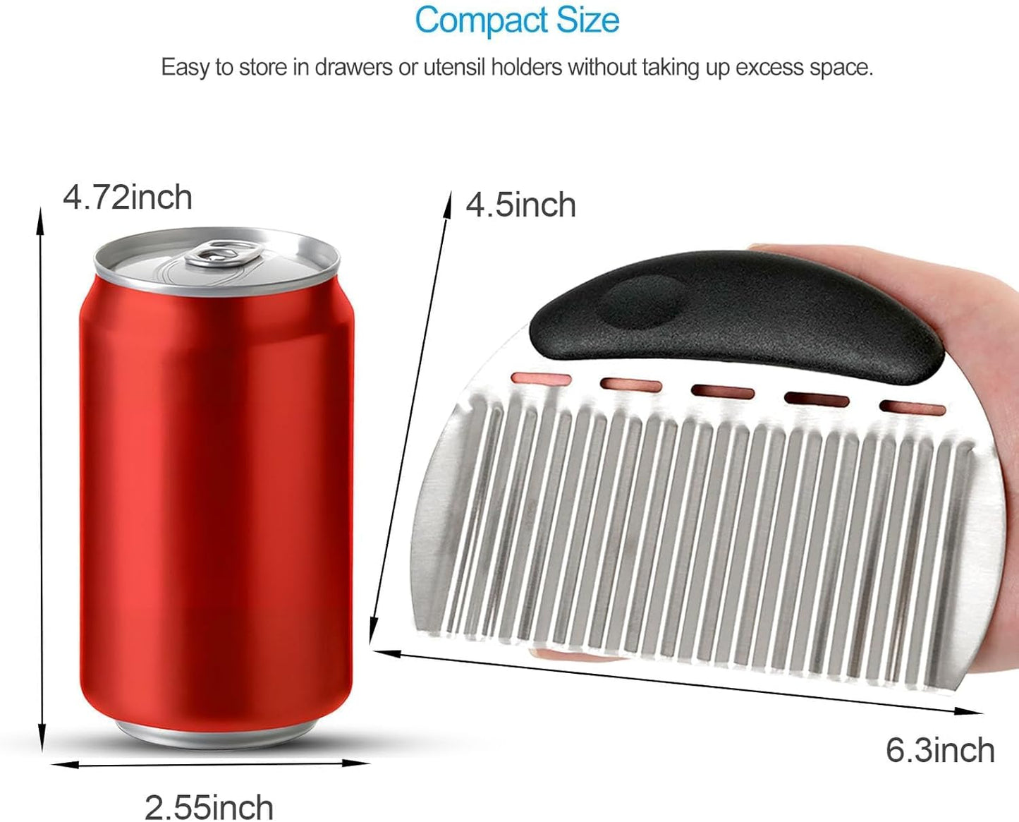 2PCS Large Crinkle Cutters, Heavy Duty Stainless Steel Crinkle Cutter with Ergonomic Non-Slip Handle, Professional Wavy Cutter for Veggies, Potatoes, Carrots, Cucumbers