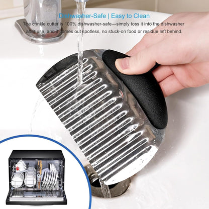 2PCS Large Crinkle Cutters, Heavy Duty Stainless Steel Crinkle Cutter with Ergonomic Non-Slip Handle, Professional Wavy Cutter for Veggies, Potatoes, Carrots, Cucumbers