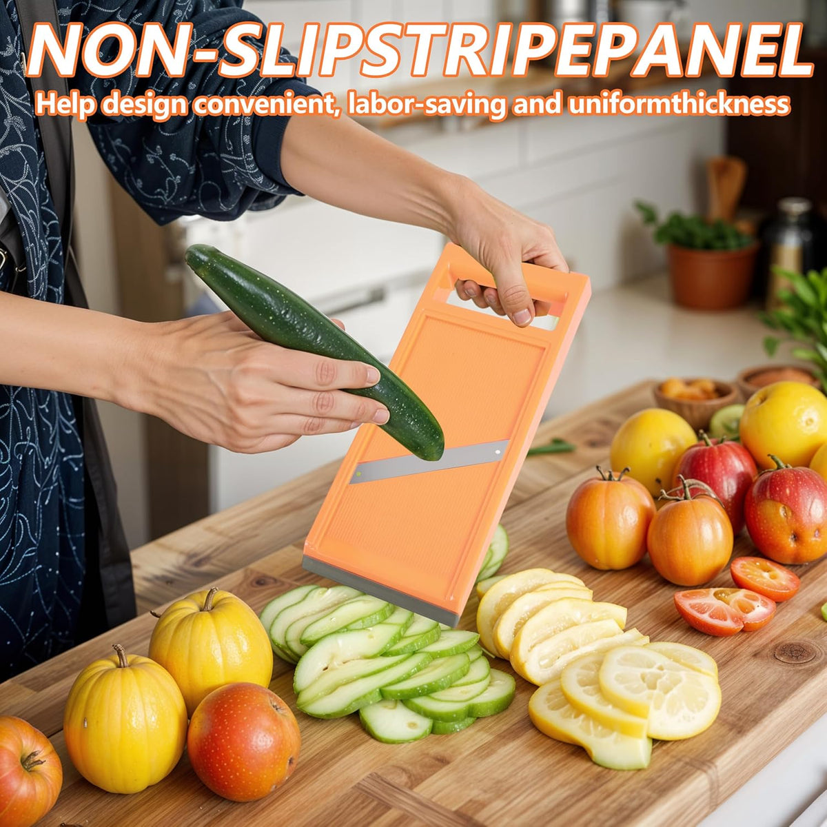 Handheld Mandoline Slicer,Portable Small Mandoline Slicer,for Potato Chips, Mini Mandolines Slicers for Vegetables, Fruits, Cheese, Cucumber Slicers Thin, Orange