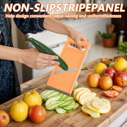 Handheld Mandoline Slicer,Portable Small Mandoline Slicer,for Potato Chips, Mini Mandolines Slicers for Vegetables, Fruits, Cheese, Cucumber Slicers Thin, Orange
