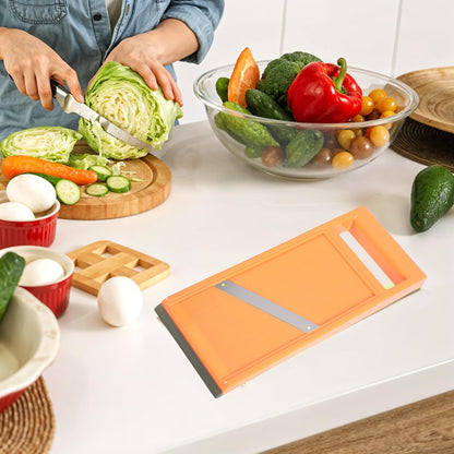 Handheld Mandoline Slicer,Portable Small Mandoline Slicer,for Potato Chips, Mini Mandolines Slicers for Vegetables, Fruits, Cheese, Cucumber Slicers Thin, Orange