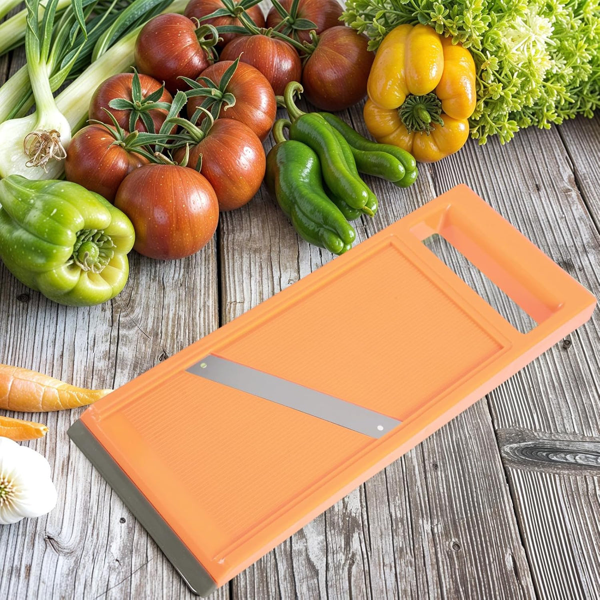 Handheld Mandoline Slicer,Portable Small Mandoline Slicer,for Potato Chips, Mini Mandolines Slicers for Vegetables, Fruits, Cheese, Cucumber Slicers Thin, Orange