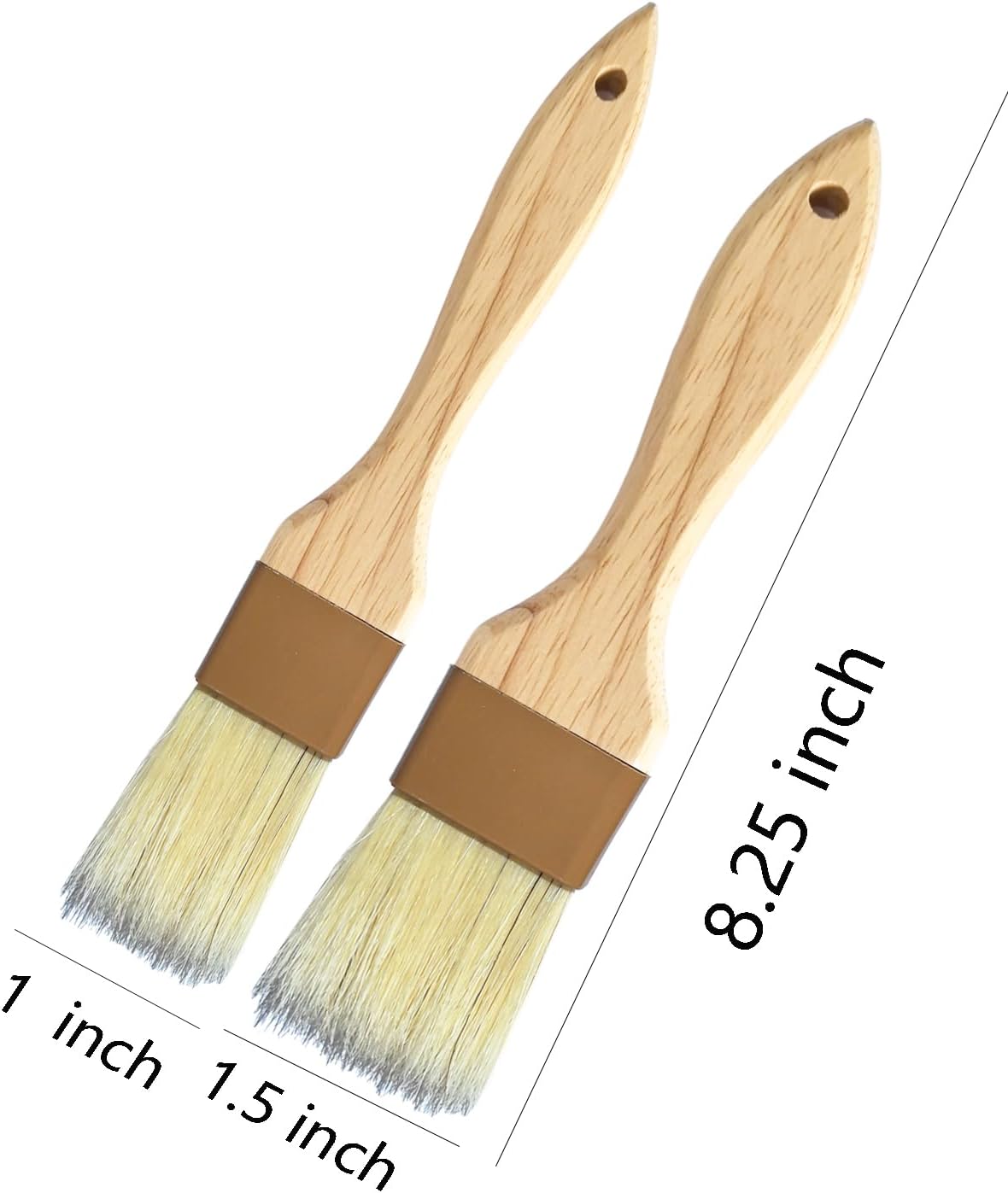 Pastry Basting Brush Natural Bristle - Food Grade Wooden Handle, Heat Resistant, Non-Shedding & Durable Kitchen Utensils for Cooking, Baking, Butter, BBQ, Oil Sauce & Egg Wash (1", 1.5", 3 Pack)