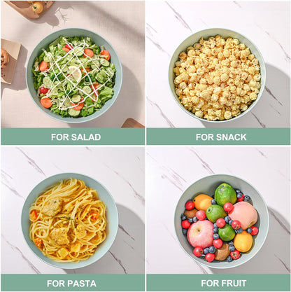 Bamboo Fiber Salad Bowl with Servers Set Large 9.8 inches Nature Bamboo Mixing Bowl with Servers with Lid Spoon and Fork for Fruits,Salads and Vegetables