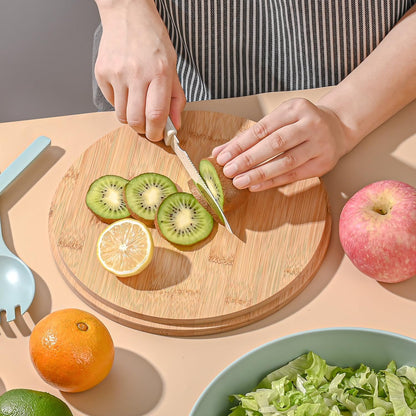 Bamboo Fiber Salad Bowl with Servers Set Large 9.8 inches Nature Bamboo Mixing Bowl with Servers with Lid Spoon and Fork for Fruits,Salads and Vegetables