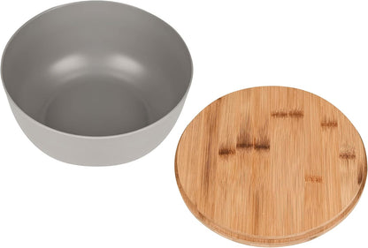 Bamboo Fiber Salad Bowl with Servers Set Large 9.8 inches Nature Bamboo Mixing Bowl with Servers with Lid Spoon and Fork for Fruits,Salads and Vegetables