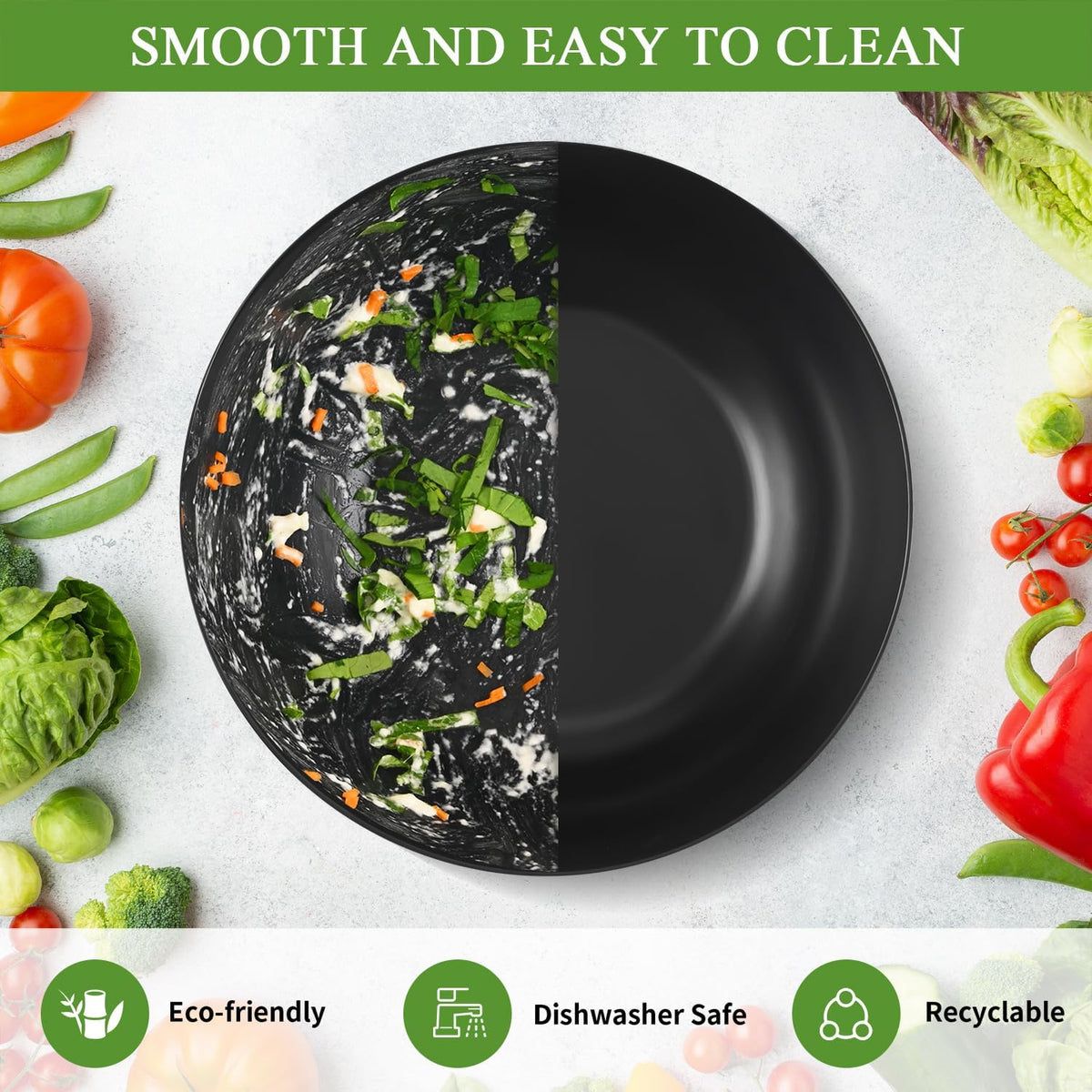 Bamboo Fiber Salad Bowl with Servers Set Large 9.8 inches Nature Bamboo Mixing Bowl with Servers with Lid Spoon and Fork for Fruits,Salads and Vegetables