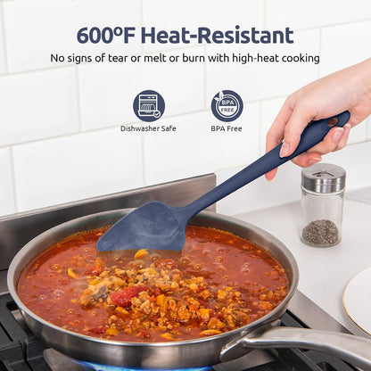 Silicone Spatula Set, 600ºF High Heat Resistant, 3Pc, Midnight Blue