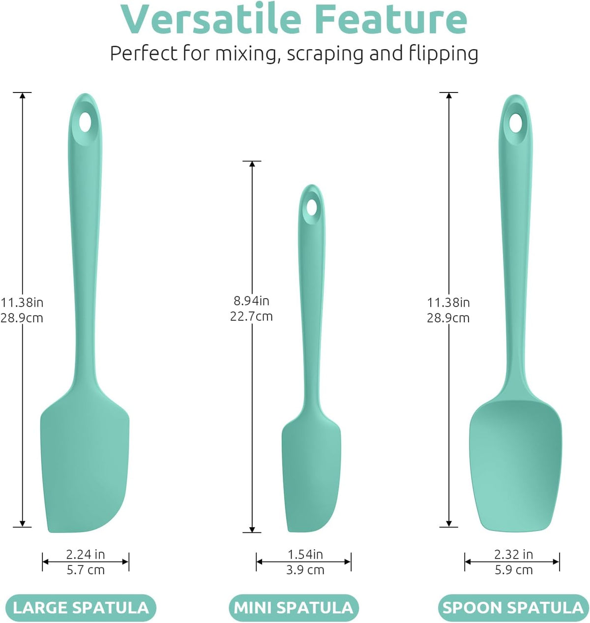 Silicone Spatula Set, 600ºF High Heat Resistant, 3Pc, Midnight Blue