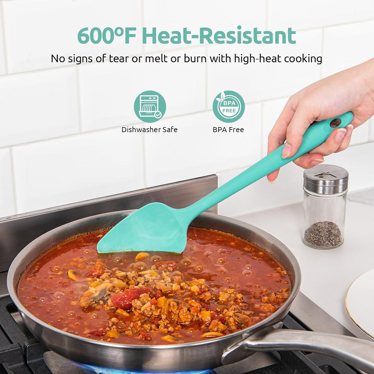 Silicone Spatula Set, 600ºF High Heat Resistant, 3Pc, Midnight Blue