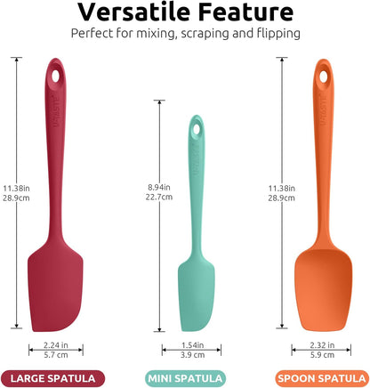 Silicone Spatula Set, 600ºF High Heat Resistant, 3Pc, Midnight Blue