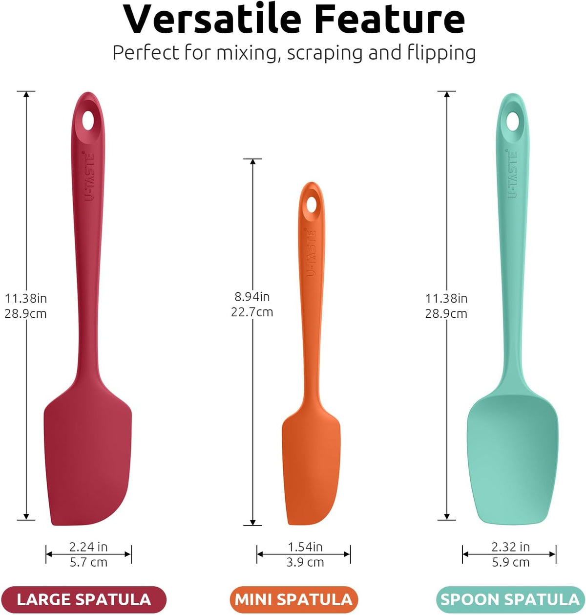 Silicone Spatula Set, 600ºF High Heat Resistant, 3Pc, Midnight Blue