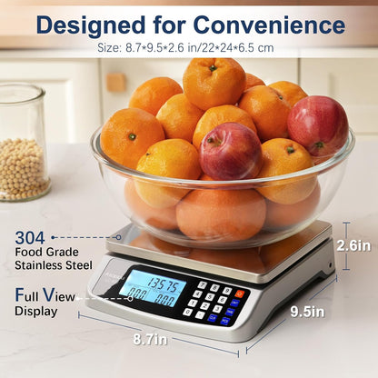 110lb Food Scale, Commercial Kitchen Scale with Price Computing