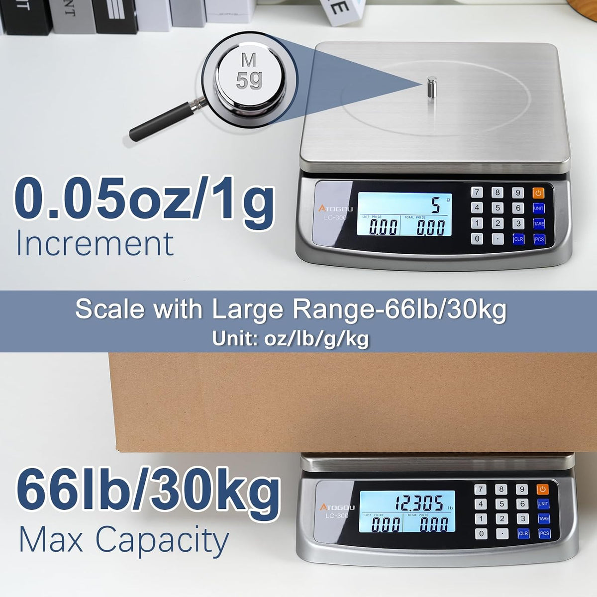 110lb Food Scale, Commercial Kitchen Scale with Price Computing