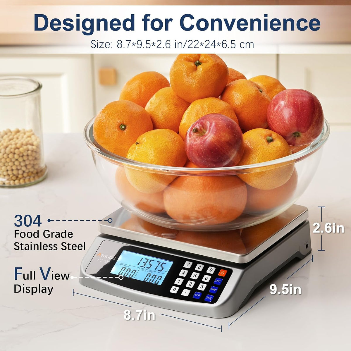 110lb Food Scale, Commercial Kitchen Scale with Price Computing