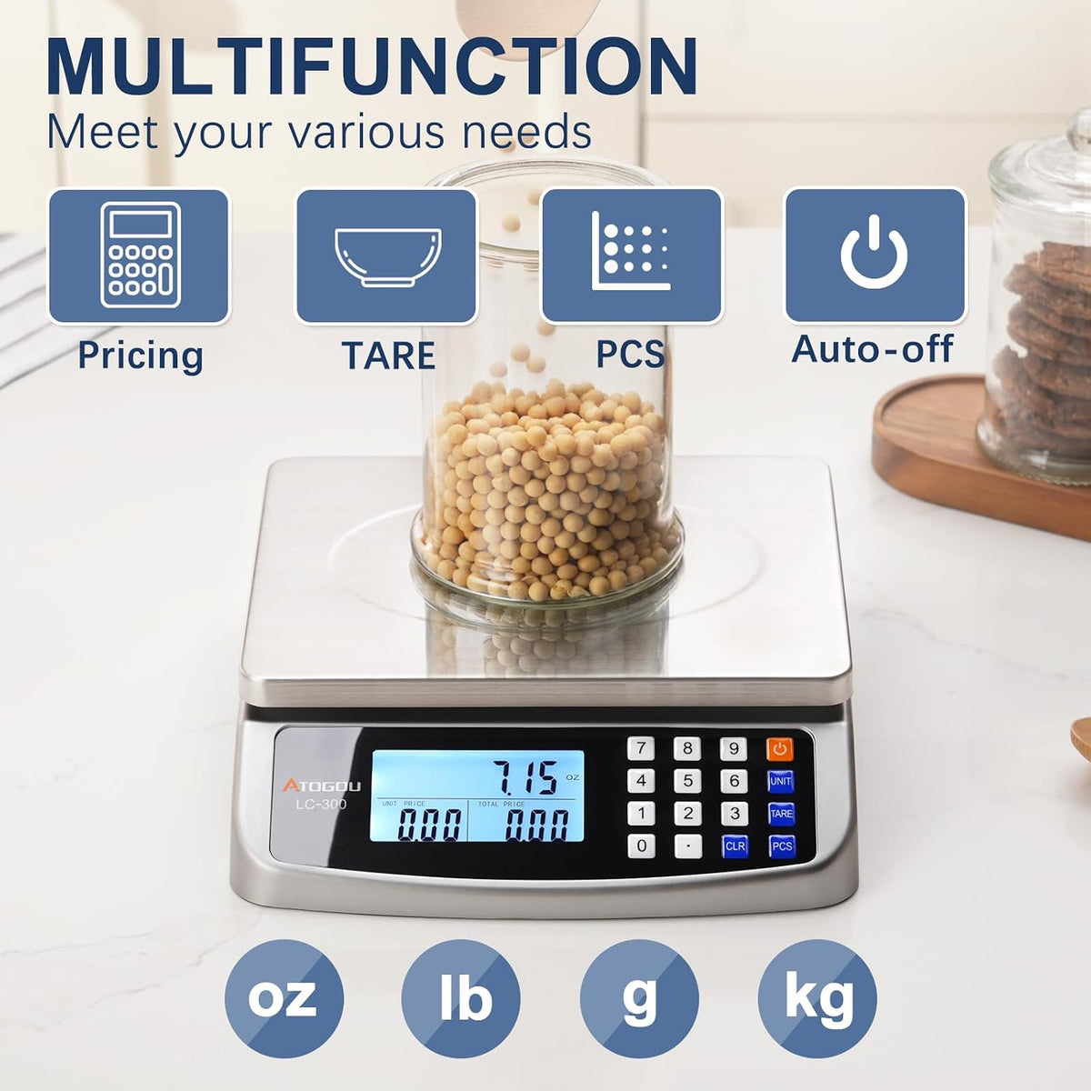 110lb Food Scale, Commercial Kitchen Scale with Price Computing